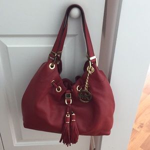 NWT Michael Kors Red Leather Shoulder Tote